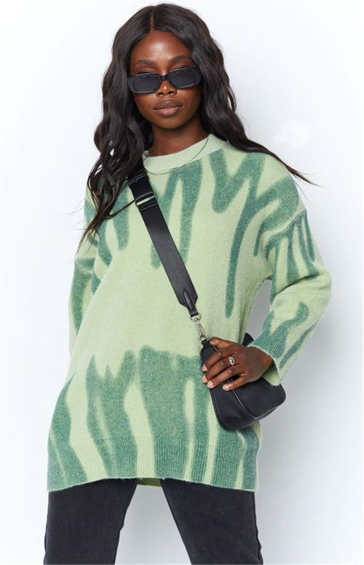 Damen Lässiger Pullover mit einzigartigem Farbverlauf und weitem Schnitt R&B