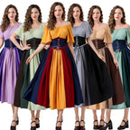 Damen Elegantes Maxikleid mit taillierter Schnürung und luftigen Ärmeln R&B