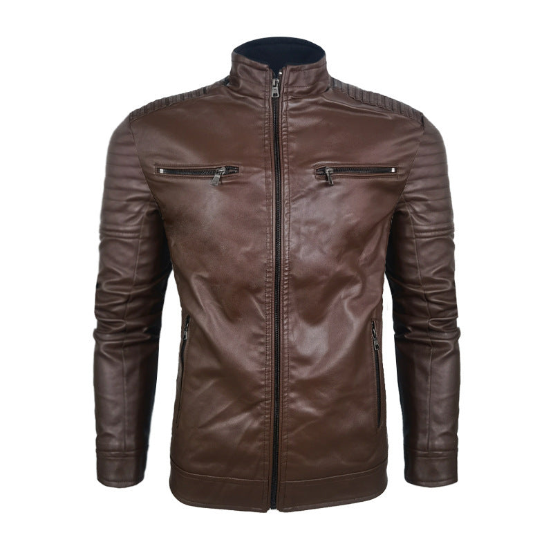 Herren Biker-Lederjacke mit Steppstruktur