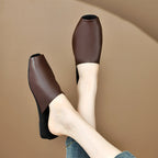 Damen Offene Mules aus hochwertigem Leder mit rutschfester Sohle R&B
