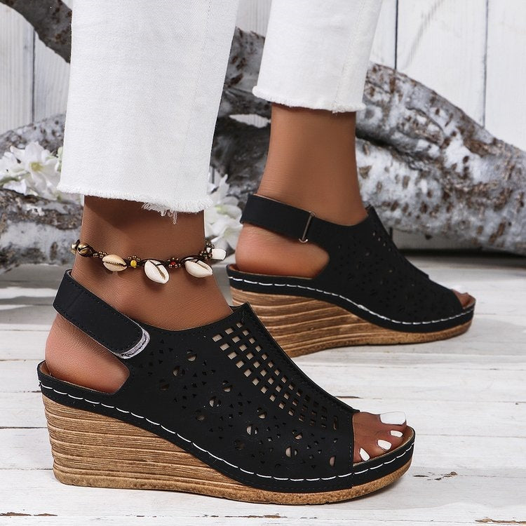 Damen Komfortable Wedge-Sandalen mit luftiger Netzstruktur R&B