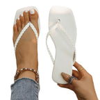 Damen Bequeme Zehentrenner mit geflochtenem Riemen und komfortabler Sohle R&B