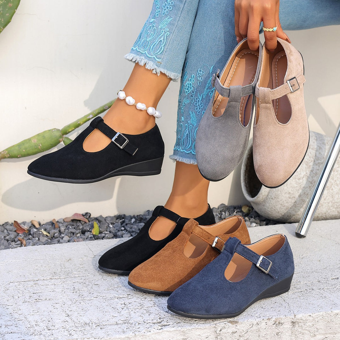 Damen bequeme Mary Jane Schuhe mit dezentem Schnallenverschluss R&B