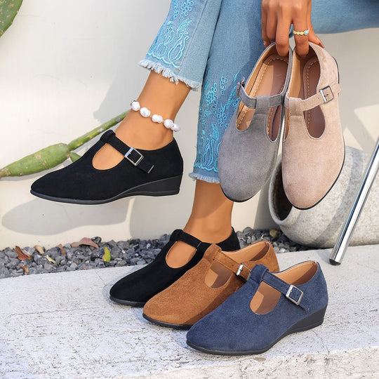 Damen bequeme Mary Jane Schuhe mit dezentem Schnallenverschluss R&B