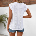 Damen Bluse mit frechen Rüschendetails und feiner Lochstickerei R&B