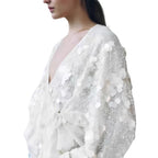 Damen elegante und funkelnde Seidenbluse R&B