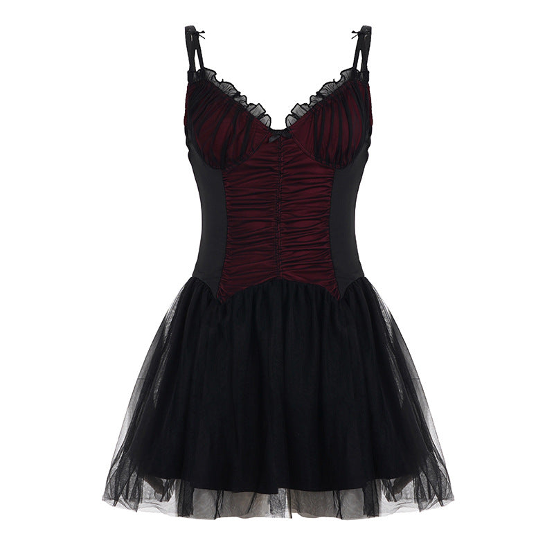 Damen Sexy Spitzenkleid im figurbetonten Design mit glänzendem Unterrock R&B