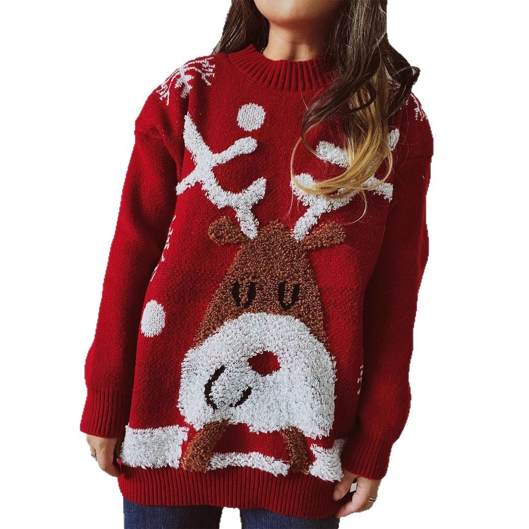 Damen Kuscheliger Weihnachts-Pullover mit lustigem Rentier-Motiv R&B