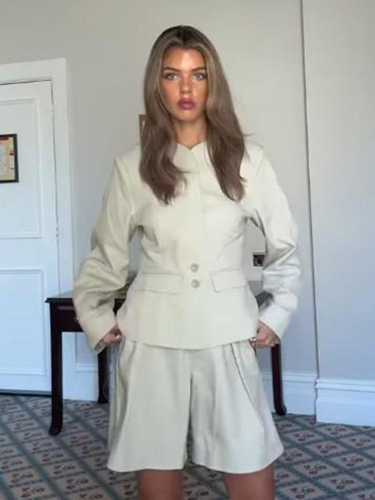 Damen elegantes Blazer-Shorts-Set R&B