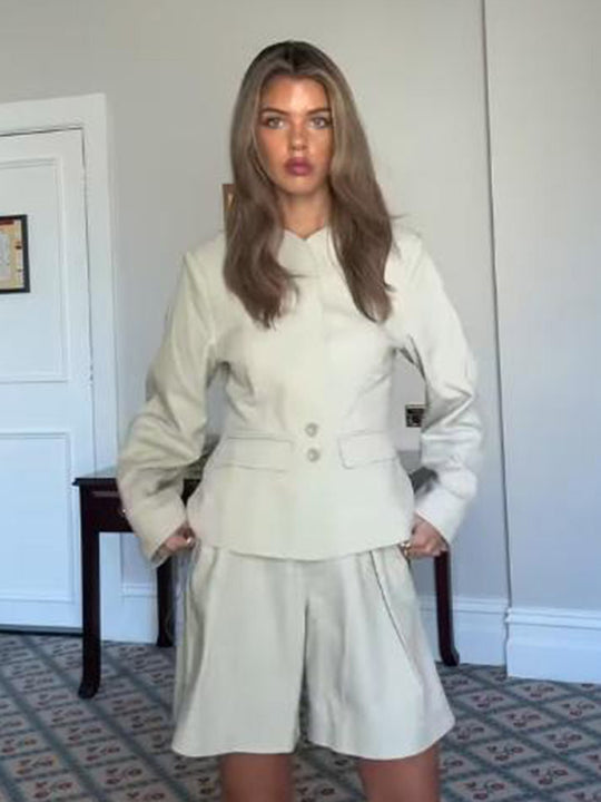Damen elegantes Blazer-Shorts-Set R&B