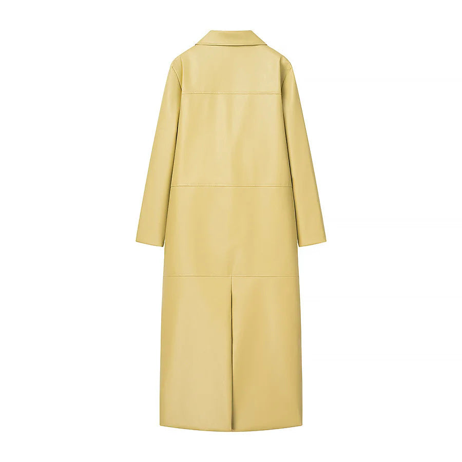 Damen elegante Kunstledermantel R&B