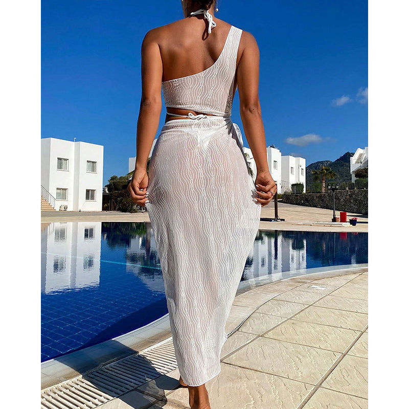 Damen asymmetrisches Crop-Top mit lässigem Midi-Rock R&B