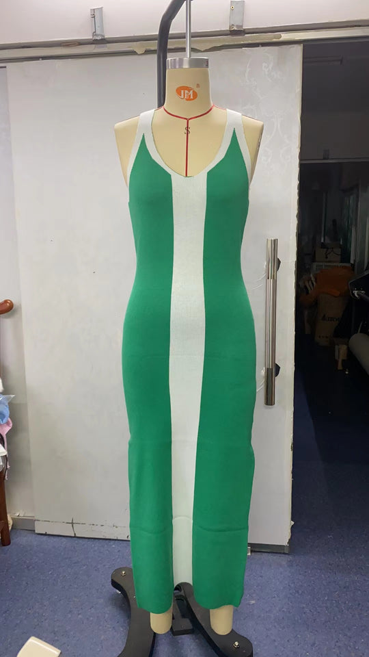 Damen figurbetontes Maxikleid mit grafischem Design R&B