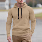 Herren nan schmal geschnittener Stepp-Kapuzenpullover mit feiner Quadratstruktur, Kordelzug und geripptem Saum R&B