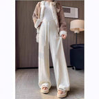 Damen Weit geschnittene Leinenhose mit elastischem Bund und gestreiftem Design R&B