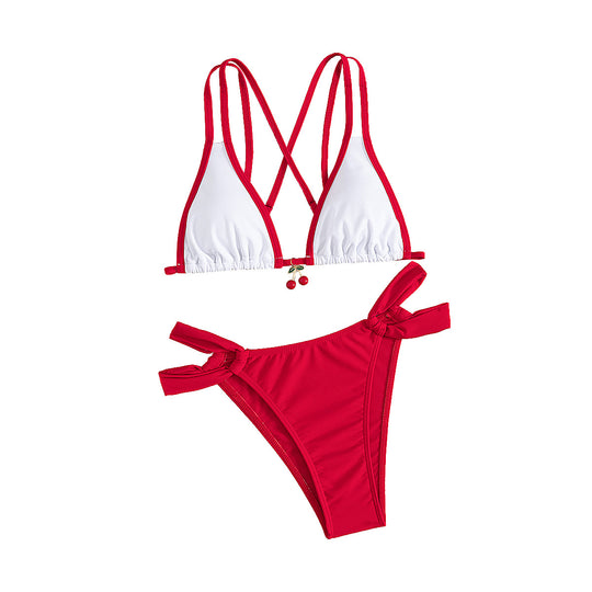 Damen Triangel-Bikini mit modischen Knoten und verspielten Details R&B