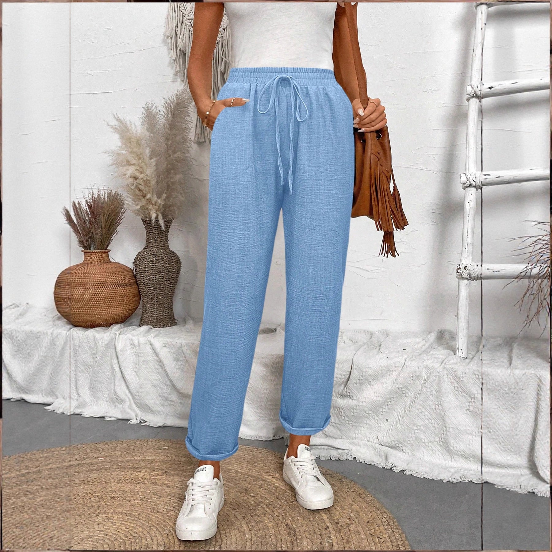 Damen Loungehose mit elastischem Bund und modischen Details R&B