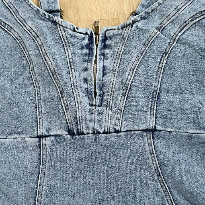 Damen Denim Kleid mit seitlichem Schlitz und strukturiertem Oberteil R&B