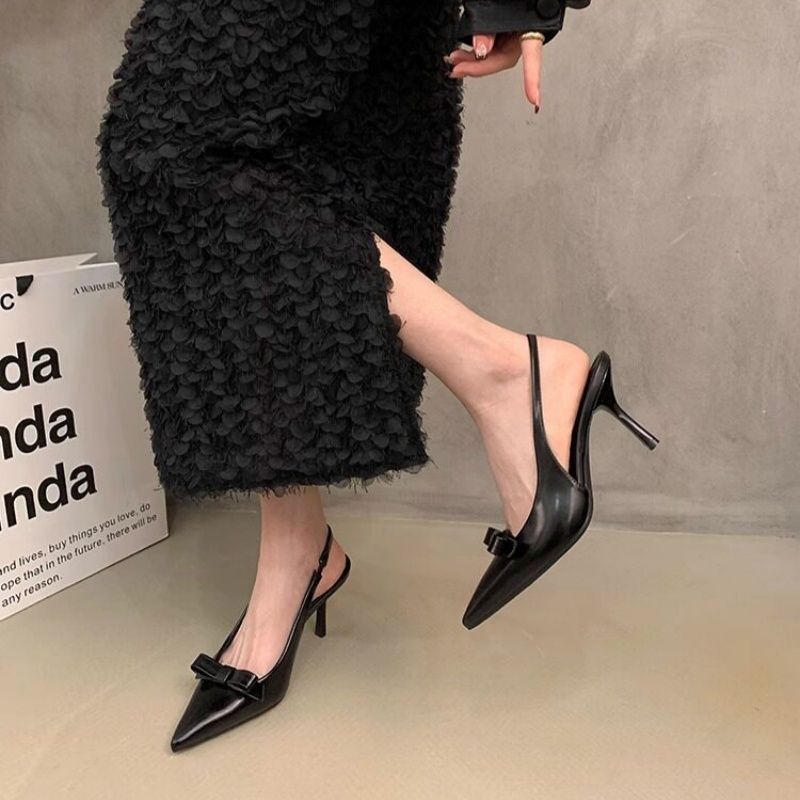 Damen elegante Slingback-Pumps mit zarter Schleifenverzierung R&B