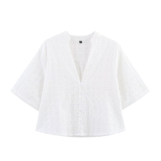 Damen luftiges Set mit broderie anglaise und weit geschnittenem Oberteil R&B