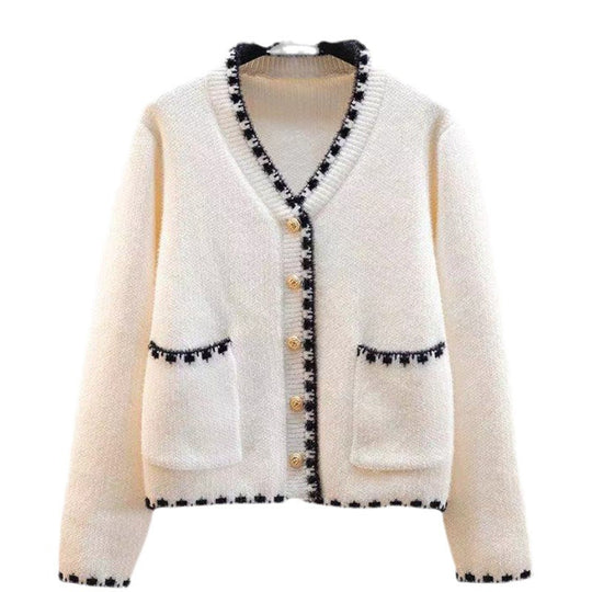 Damen Strickcardigan mit kontrastierenden Knöpfen und Taschen R&B
