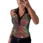 Damen Poloshirt mit glänzenden Pailletten und modischem Leoprint R&B