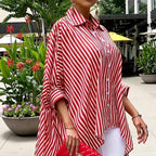 Damen Streifenbluse mit asymmetrischem Schnitt und Oversize-Design R&B