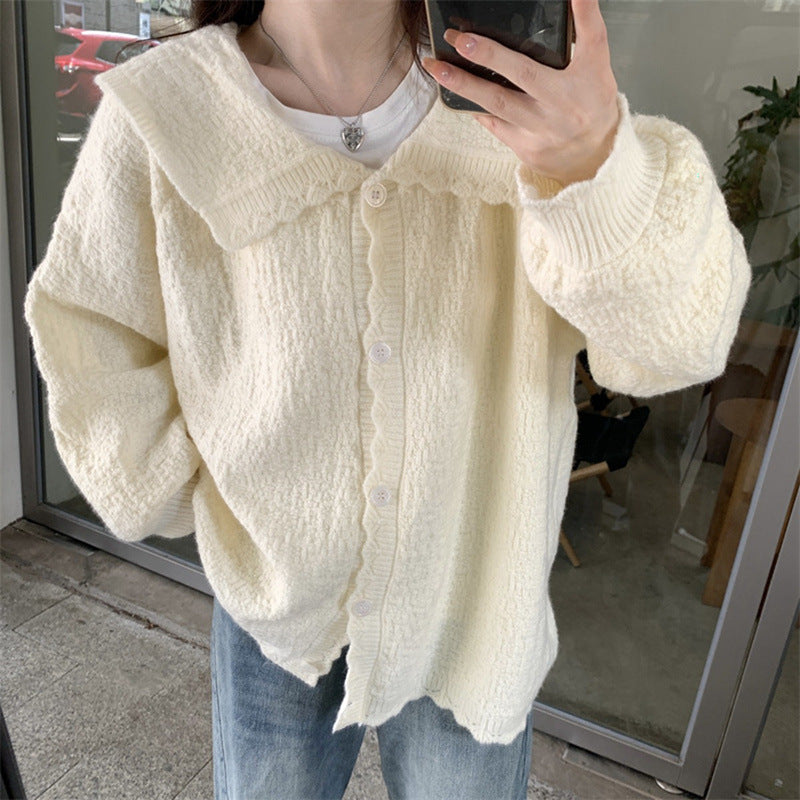 Damen Weicher, strukturierter Cardigan mit großzügigem Kragen R&B