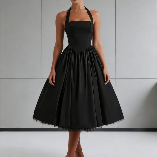 Damen Elegantes A-Linien Cocktailkleid mit schulterfreier Halterung und weichem Baumwollstoff R&B