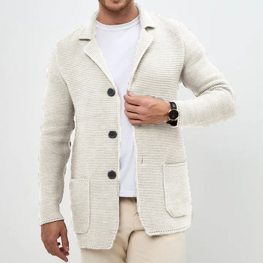 Herren Strickjacke mit warmem Schalkragen und praktischen Taschen R&B