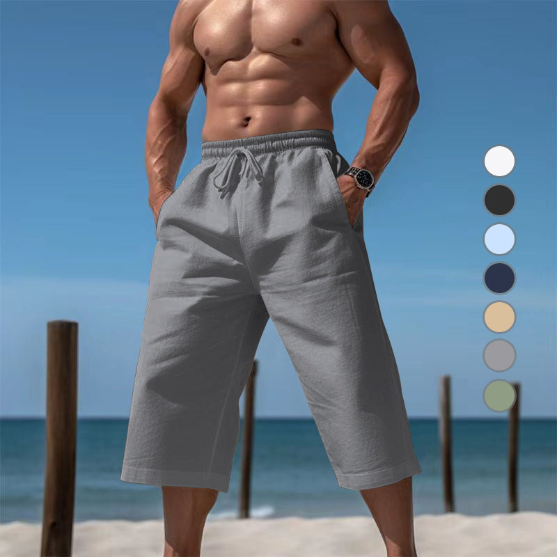 Herren nan lässige knielange Bermuda-Shorts mit elastischem Bund und Tunnelzug R&B