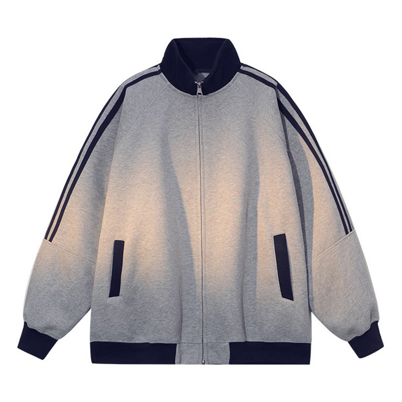 Damen Sportliche Kapuzenjacke mit Reißverschluss und angeschnittenen Ärmeln R&B