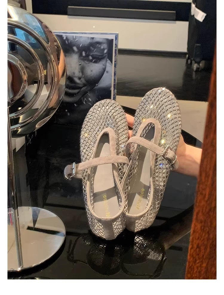 Damen Glamouröse Mules mit funkelndem Strass-Design R&B
