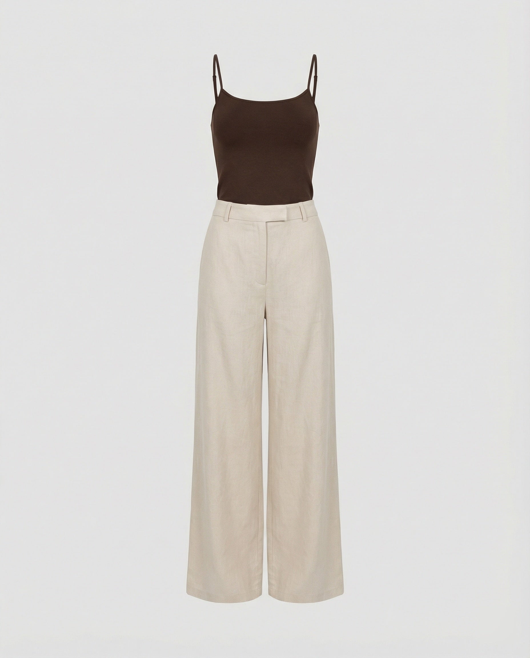 Leichte Leinenhose Weites Bein Plissee Sommerhose Damen Casual