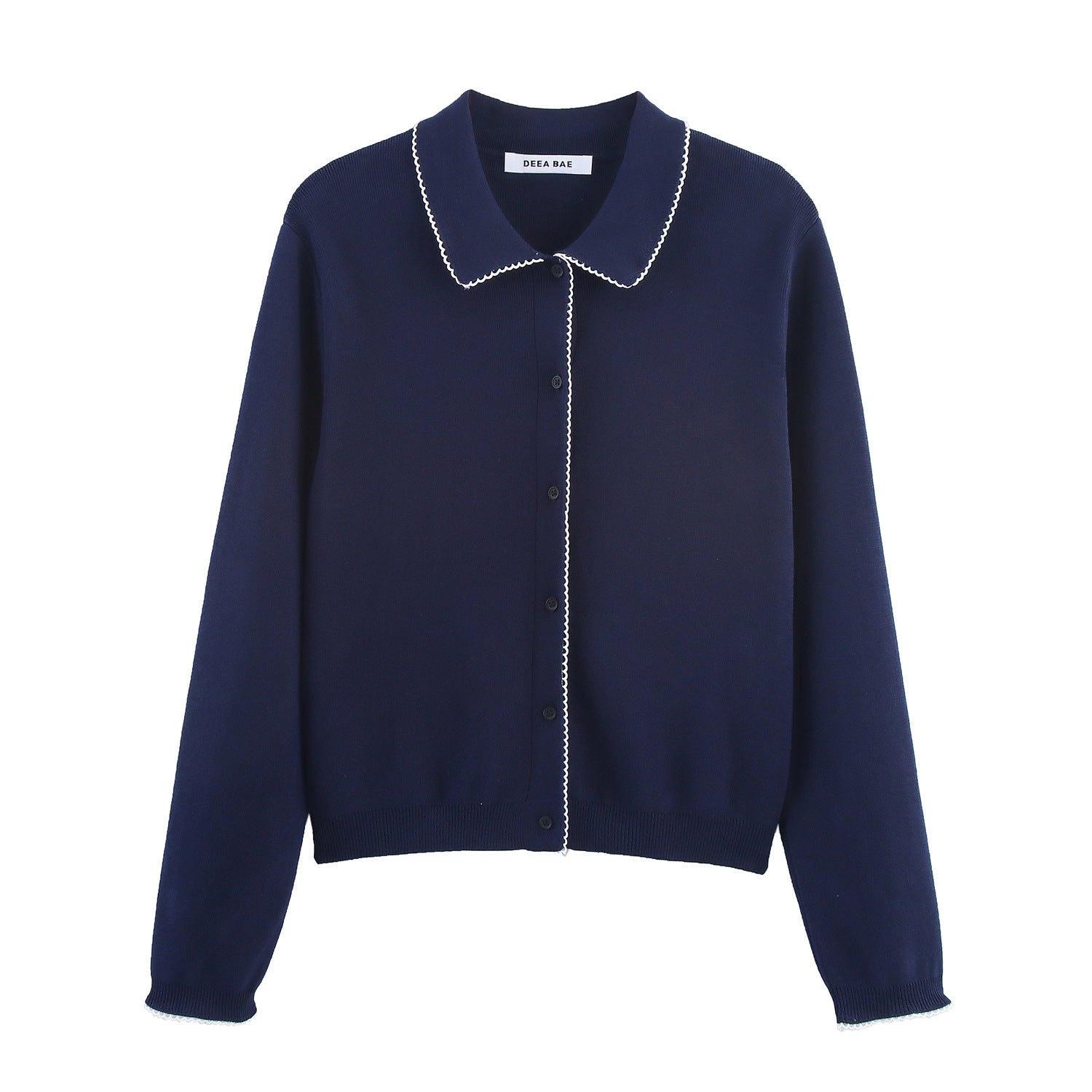 Damen Strickjacke mit eleganter Bubikragen und feinen Knopfdetails R&B