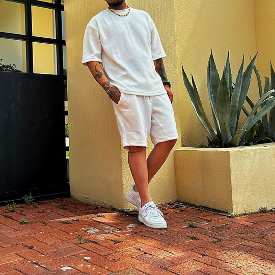 Herren lässiges Oversized-Strickshirt mit luftiger Webstruktur R&B