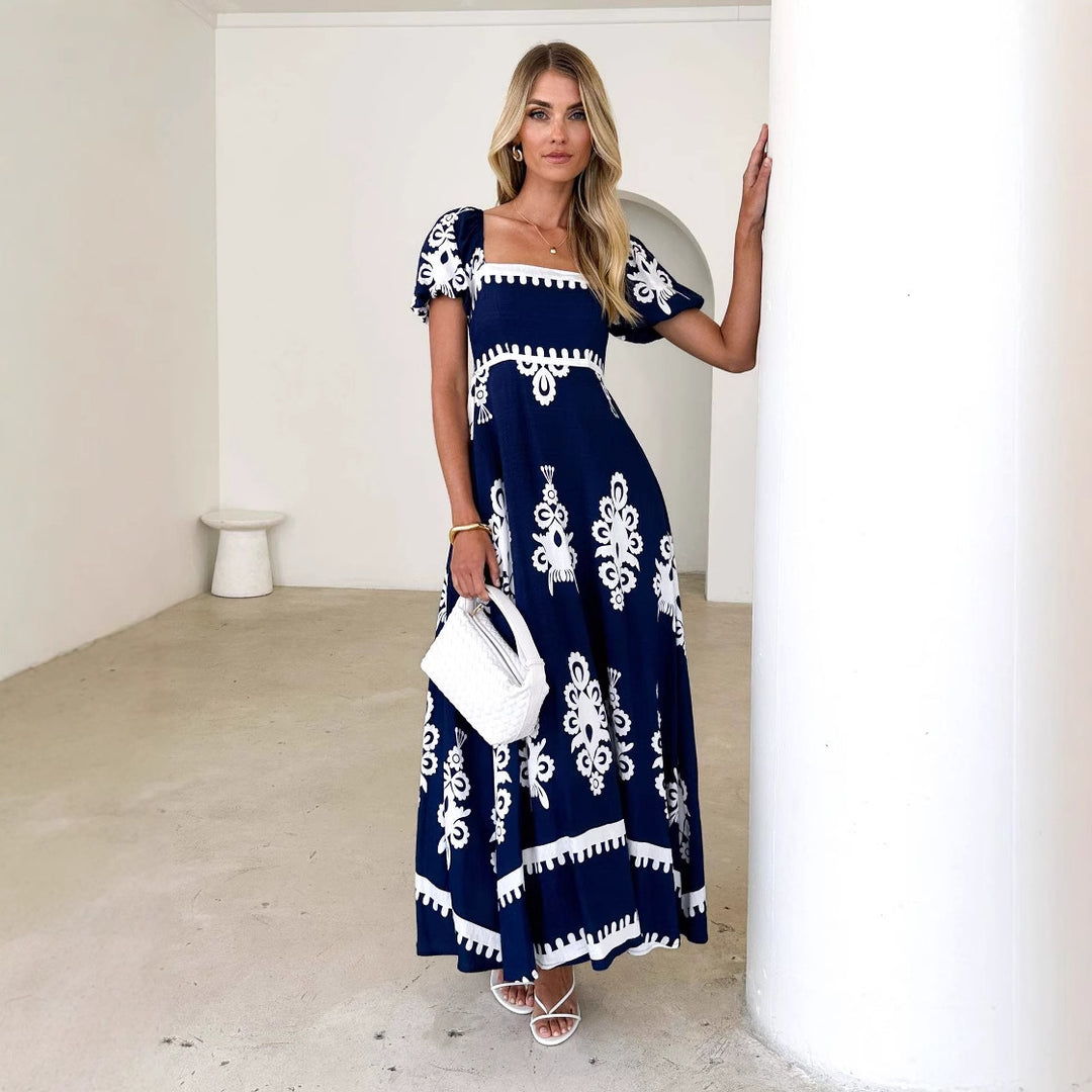 Damen Maxikleid mit eleganten Rüschendetails und floralem Muster R&B