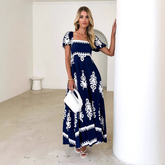 Damen Maxikleid mit eleganten Rüschendetails und floralem Muster R&B