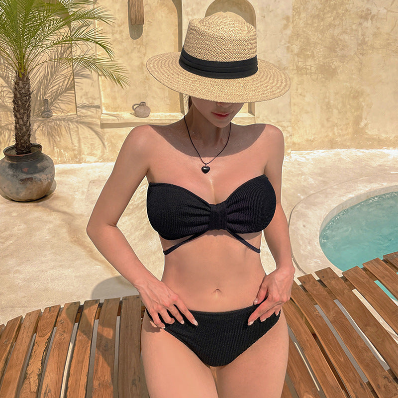 Damen Bikini-Set mit elegantem Knotendesign und ribbed Strickmuster R&B