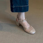 Damen Slingback-Pumps mit floraler Verzierungsdetails und komfortablem Fersenbereich
