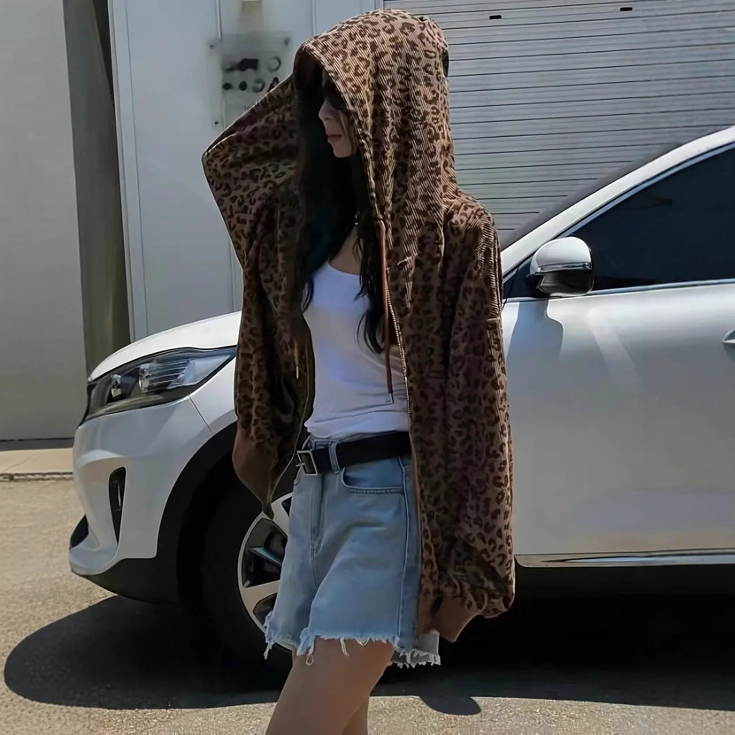 Damen Kapuzenpullover mit modischem Animal-Print R&B