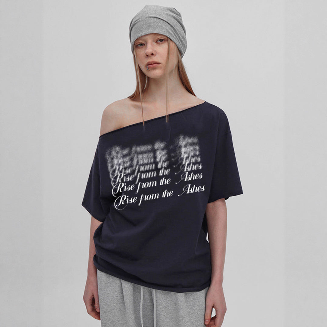 Damen T-Shirt mit modischem V-Ausschnitt und funkelndem Strasskreuz R&B