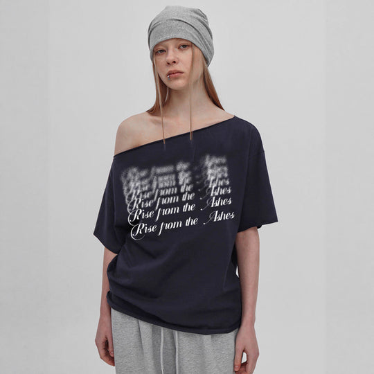 Damen T-Shirt mit modischem V-Ausschnitt und funkelndem Strasskreuz R&B
