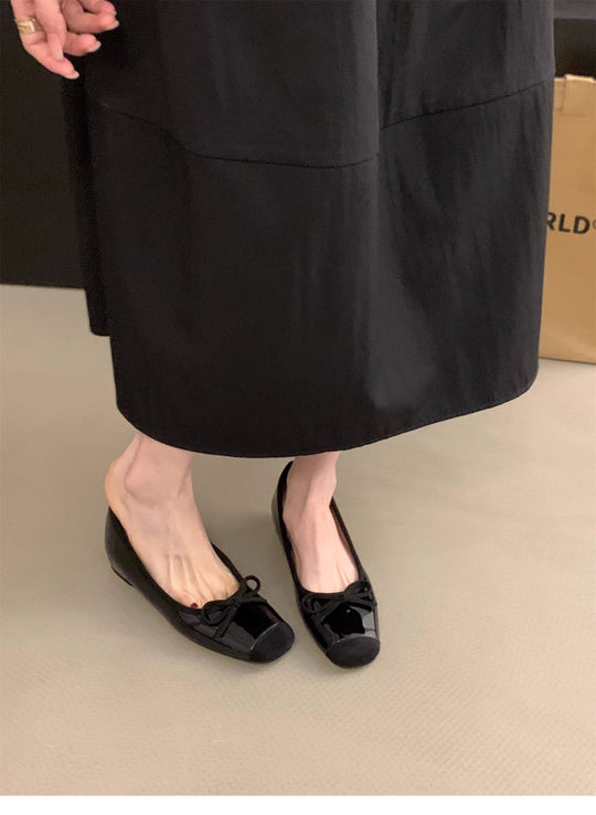 Damen Ballerinas mit eleganten Schleifen und glanzvoller Oberfläche R&B