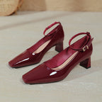 Damen elegante Lackleder Pumps mit komfortablem Blockabsatz