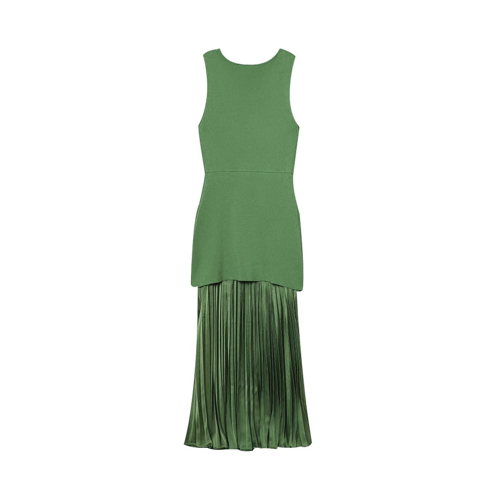 Damen Maxikleid mit plissiertem Rock und körpernahem Oberteil R&B