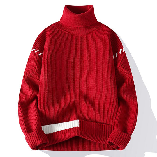 Damen Grober Rollkragenpullover mit dekorativen Ärmeldetails R&B