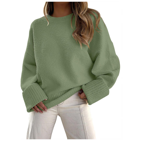 Damen Flauschiger Oversized Pullover mit breiten Bündchen R&B