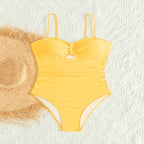 Damen Einteiler Badeanzug mit raffinierter Raffung und Cut-Out R&B