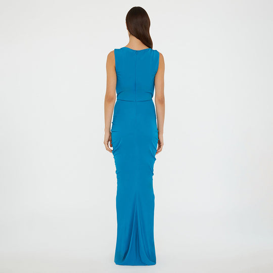 Damen figurumschmeichelndes Abendkleid mit raffiniertem Cut-Out und Drapé R&B